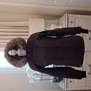 PWDR Room Girls Primaloft Snow/Ski Grey Winter Coat Faux Fur‎ Trim Size M